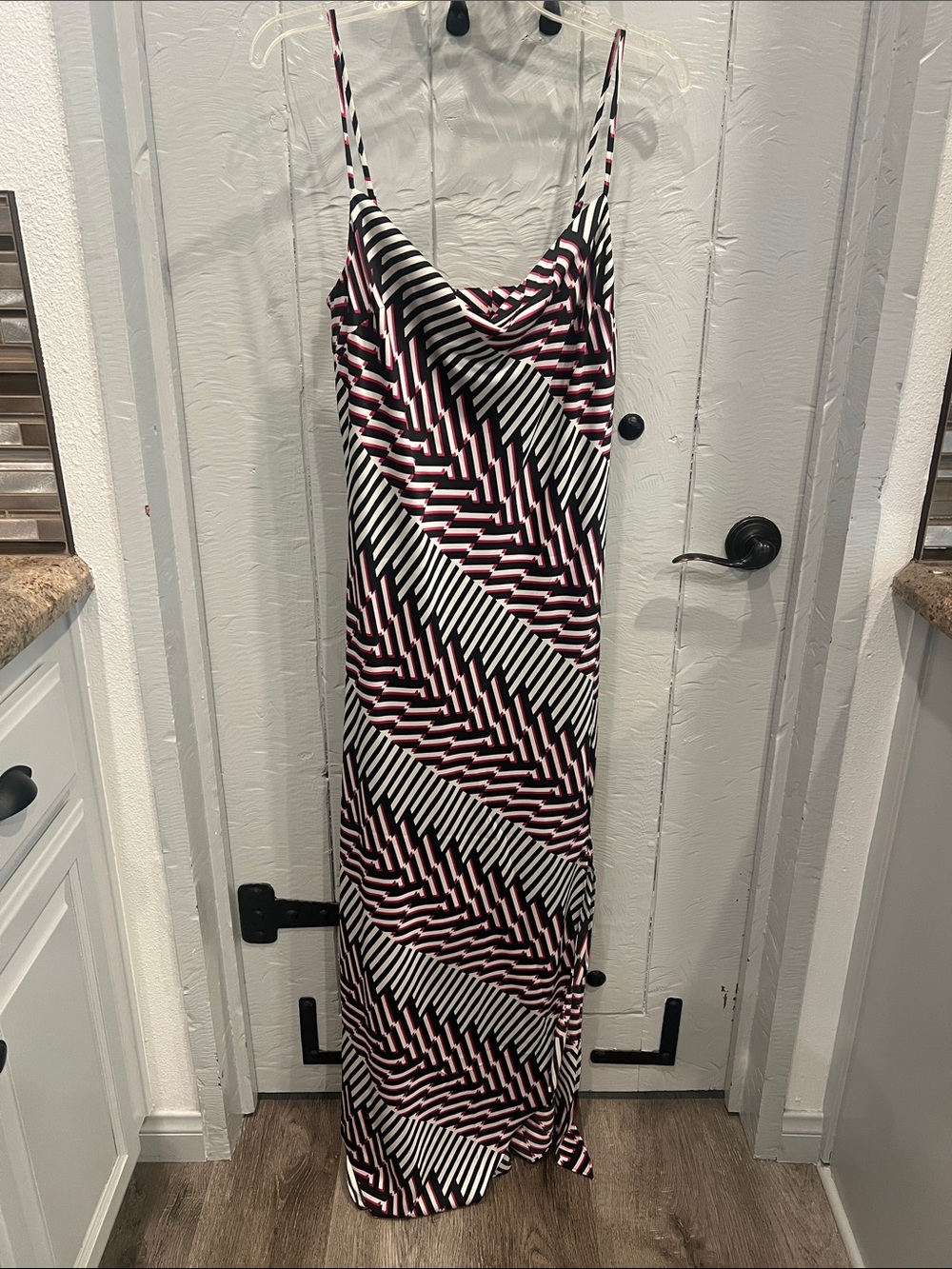 Express Geometric Satin Maxi Slip Dress Med NWOT